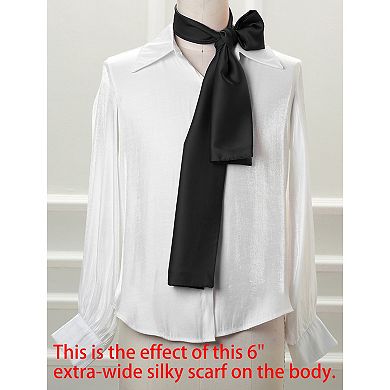 Women's Skinny Silky Solid Color Scarves Waistband Neck Wraps