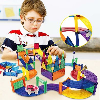PicassoTiles 12 PC Magnet Toy Racetrack Support Column Expansion for Race Car Playset