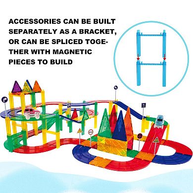 PicassoTiles 12 PC Magnet Toy Racetrack Support Column Expansion for Race Car Playset