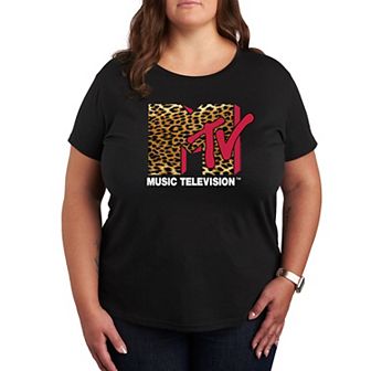 Plus Size MTV Leopard Print Logo Tee