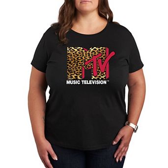 Plus Size MTV Leopard Print Logo Tee