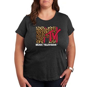 Plus Size MTV Leopard Print Logo Tee