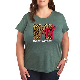 Plus Size MTV Leopard Print Logo Tee