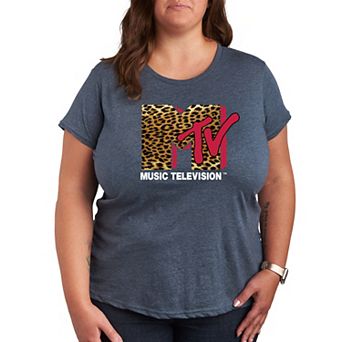 Plus Size MTV Leopard Print Logo Tee