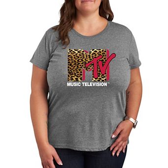 Plus Size MTV Leopard Print Logo Tee