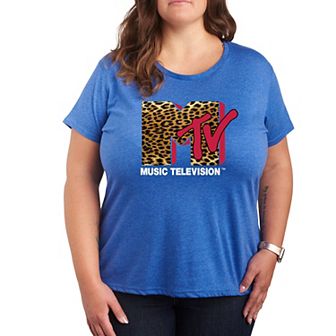 Plus Size MTV Leopard Print Logo Tee