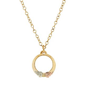 Black Hills Gold Tri-Tone Circle Pendant Necklace