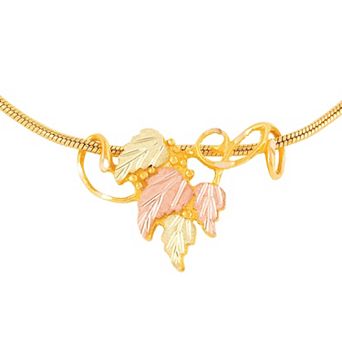 Black Hills Gold Tri-Tone Traditional Slide Pendant Necklace