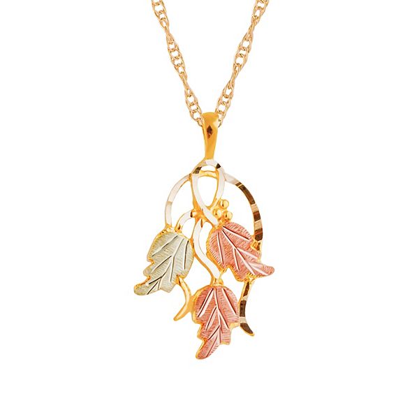 Black Hills Gold Tri-Tone Traditional Pendant Necklace