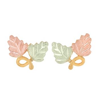 Black Hills Gold Tri-Tone Traditional Post Earrings