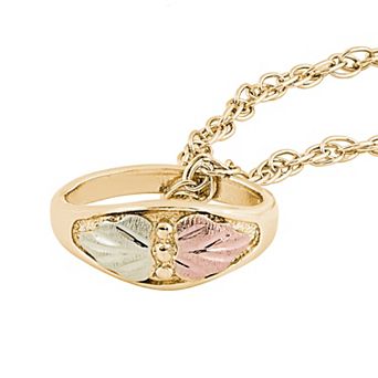 Black Hills Gold Tri-Tone Baby Ring Pendant Necklace