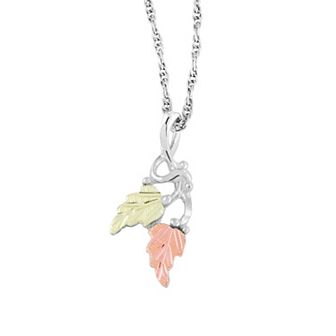 Black Hills Gold Tri-Tone Traditional Pendant Necklace in Sterling Silver