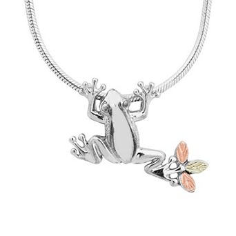 Black Hills Gold Tri-Tone Frog Slide Necklace in Sterling Silver