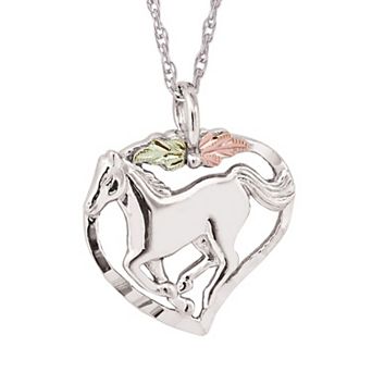 Black Hills Gold Tri-Tone Horse Pendant Necklace in Sterling Silver