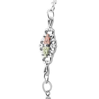 Black Hills Gold Tri-Tone Traditional Anklet in Sterling Silver