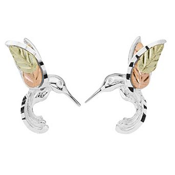 Black Hills Gold Tri-Tone Humming Bird Post Earrings in Sterling Silver