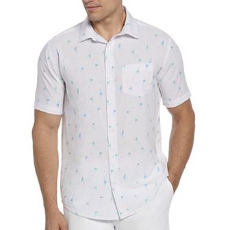 Men's Grand Slam Golf Flag Print Short Sleeve Woven Button-Down Shirt