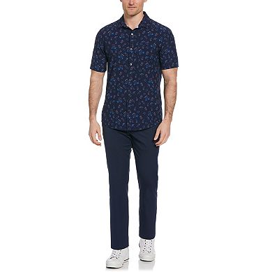 Men's Grand Slam Drinks & Golf Cart Print Short Sleeve Woven Button-Down Shirt