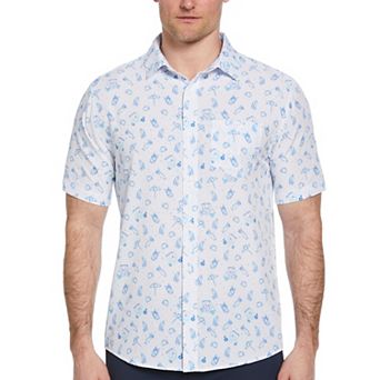 Men's Grand Slam Drinks & Golf Cart Print Short Sleeve Woven Button-Down Shirt