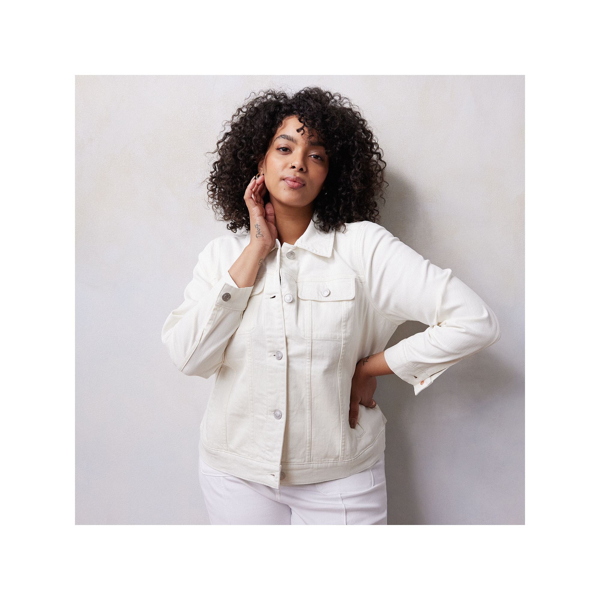 Plus Size LC Lauren Conrad New Core Denim Jacket, Womens, Size: 1XL, Ivory