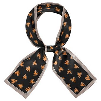 Women‘s Silky Skinny Scarf Hair Band Heart Print Hairband Handbag Wrap