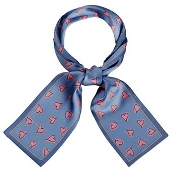 Women‘s Silky Skinny Scarf Hair Band Heart Print Hairband Handbag Wrap