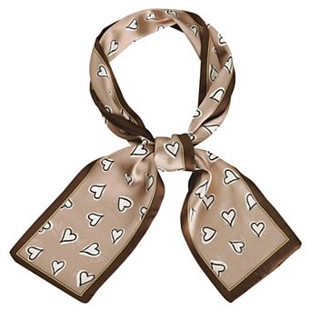Women‘s Silky Skinny Scarf Hair Band Heart Print Hairband Handbag Wrap