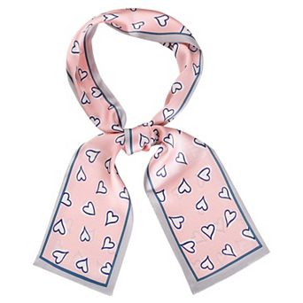 Women‘s Silky Skinny Scarf Hair Band Heart Print Hairband Handbag Wrap