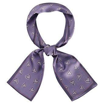 Women‘s Silky Skinny Scarf Hair Band Heart Print Hairband Handbag Wrap