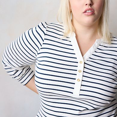 Plus Size LC Lauren Conrad 3/4 Sleeve Henley Top