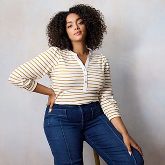Plus Size LC Lauren Conrad 3/4 Sleeve Henley Top