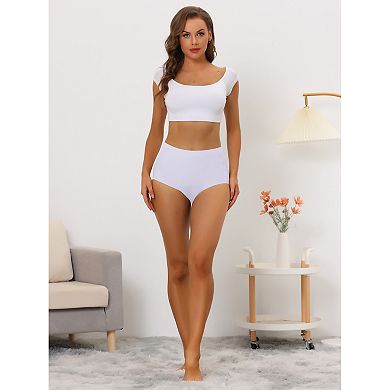 Women's Elastic High-Waisted Seamless Briefs Breathable No Show Hipster Underwear