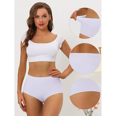 Women's Elastic High-Waisted Seamless Briefs Breathable No Show Hipster Underwear