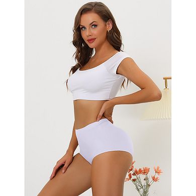 Women's Elastic High-Waisted Seamless Briefs Breathable No Show Hipster Underwear