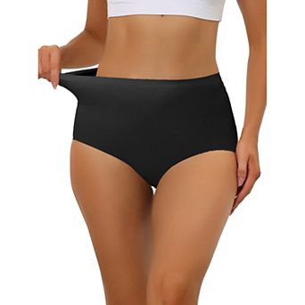 Women's Elastic High-Waisted Seamless Briefs Breathable No Show Hipster Underwear