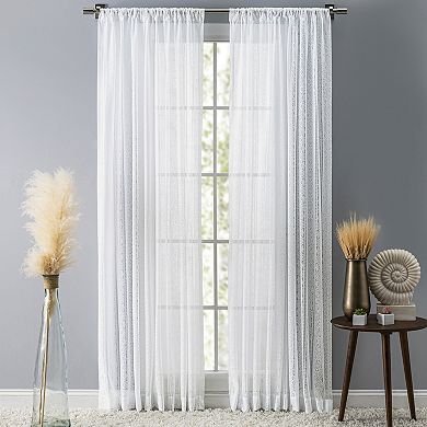 Stripe Lace Rod Pocket Panel Curtain