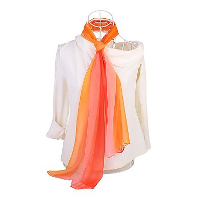 Women's Long Chiffon Silky Gradient Color Wrap Scarf