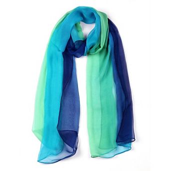 Women's Long Chiffon Silky Gradient Color Wrap Scarf