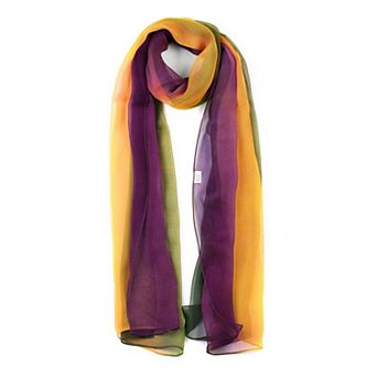 Women's Long Chiffon Silky Gradient Color Wrap Scarf