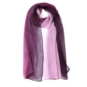 Women's Long Chiffon Silky Gradient Color Wrap Scarf