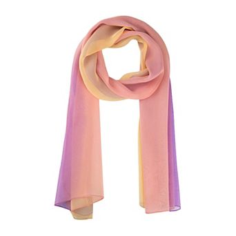 Women's Long Chiffon Silky Gradient Color Wrap Scarf