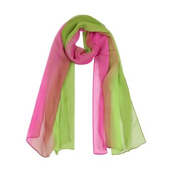Women's Long Chiffon Silky Gradient Color Wrap Scarf