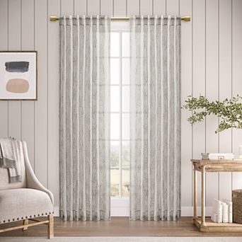 Sheer Leaf Rod Pocket With Back Tab Panel Curtain