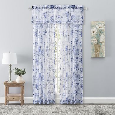 Whimsical Semi-sheer Floral Rod Pocket Curtain Panel