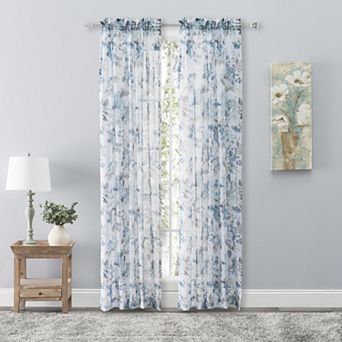 Whimsical Semi-sheer Floral Rod Pocket Curtain Panel