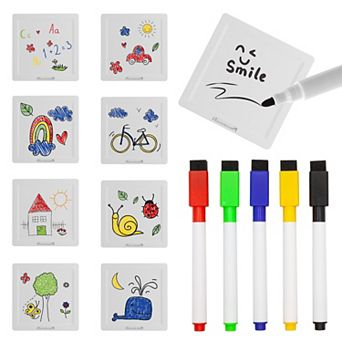 PICASSO-TILES 13 pc Whiteboard, Pens, Magnetic Tiles, Magnetic Building Blocks for Kids 3+