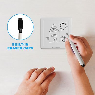 PicassoTiles Canvas Tiles 13 Piece Whiteboard with 8 Magnetic Building Tiles & 5 Marker Pens