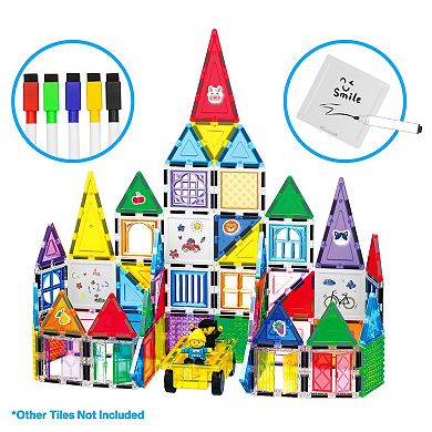 PicassoTiles Canvas Tiles 13 Piece Whiteboard with 8 Magnetic Building Tiles & 5 Marker Pens