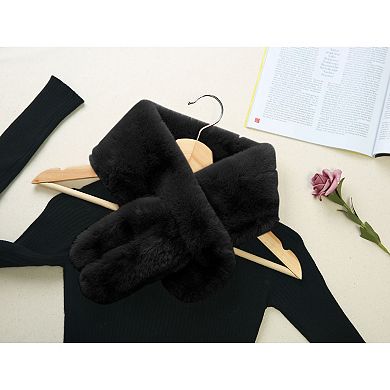 Women's Fluffy Faux Fur Collar Scarf Rabbit Ears Plush Neck Wrap