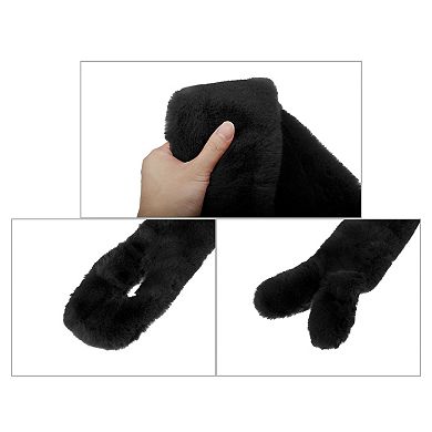 Women's Fluffy Faux Fur Collar Scarf Rabbit Ears Plush Neck Wrap